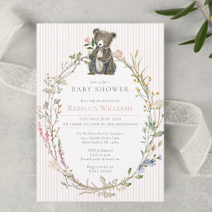 Watercolor Wilde Bloem Baby Shower Bosbeer Kaart