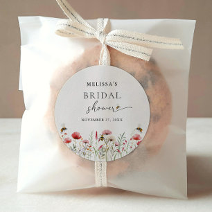 Watercolor wilde bloem bedoeld voor bij bruiloft f ronde sticker