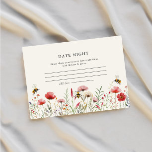 Watercolor Wilde Bloem Bij Date Night Ideeën  Informatiekaartje