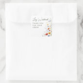 Watercolor Wilde Bloem Bloemig Script Bedankt Vierkante Sticker (Tas)