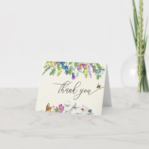 Watercolor Wilde Bloem    Bloemige Dankjewel Bedankkaart