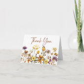 Watercolor Wilde Bloem Boho Herfst Bruiloft Bedankkaart (Voorkant)