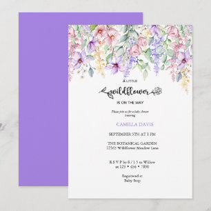 Watercolor Wilde Bloem Botanische Babyshower Ui Kaart