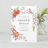 Watercolor Wilde Bloem Bruidsmeisjes Luncheon Kaart (Staand voorkant)