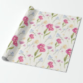 Watercolor Wilde Bloem Cadeaupapier (Uitgerold)
