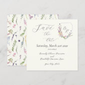 Watercolor Wilde Bloem Crest Save The Date (Voorkant / Achterkant)