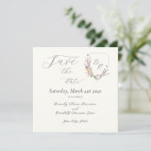 Watercolor Wilde Bloem Crest Save The Date (Staand voorkant)