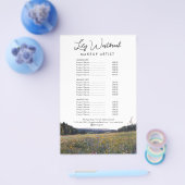 Watercolor Wilde Bloem Florale Script Service Menu (Enkel)