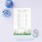 Watercolor Wilde Bloem Florale Script Service Menu (Enkel)