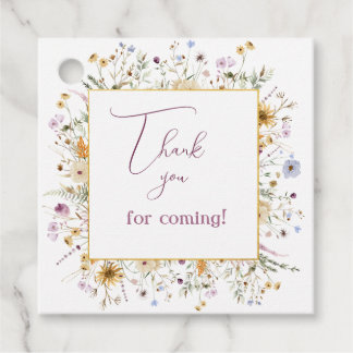 Watercolor Wilde Bloem Gouden Frame Verjaardag Bedankjes Labels
