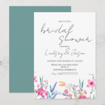 Watercolor Wilde Bloem Groene Script Bruiloft Fees