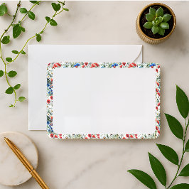 Watercolor Wilde Bloem Klaproos Madelief Plat Noti Notitiekaartje