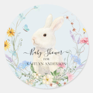 Watercolor Wilde Bloem Konijn Bij Vlinder Ronde Sticker