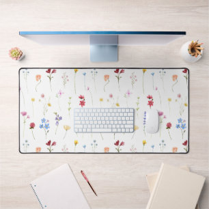 Watercolor Wilde Bloem Minimalistisch Patroon Cott Bureaumat