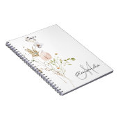 Watercolor Wilde Bloem Monogram Naam Notitieboek (Rechterzijde)