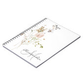 Watercolor Wilde Bloem Monogram Naam Notitieboek (Linkerzijde)