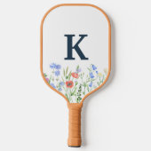 Watercolor wilde bloem monogram  pickleball paddle (Achterkant)