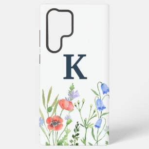 Watercolor Wilde Bloem Monogram Samsung Galaxy Hoesje