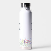 Watercolor wilde bloem monogram  waterfles (Links)