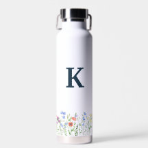Watercolor wilde bloem monogram 