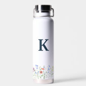 Watercolor wilde bloem monogram  waterfles (Achterkant)