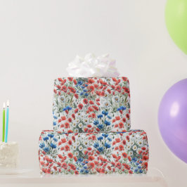 Watercolor Wilde Bloem Papaver Madeliefje Cadeaupa Cadeaupapier