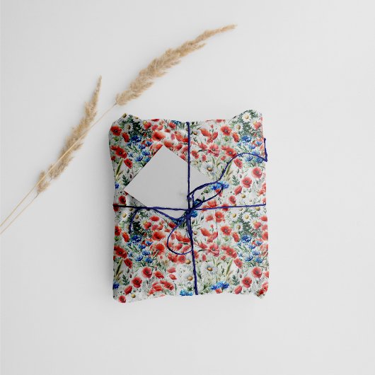 Watercolor Wilde Bloem Papaver Tissuepapier Wrap