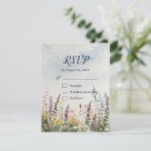 Watercolor Wilde Bloem QR Code | Rustieke Boho RSVP Kaartje (Staand voorkant)