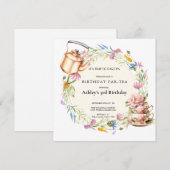 Watercolor Wilde Bloem | Thee Partij Kaart (Voorkant / Achterkant)