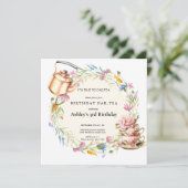 Watercolor Wilde Bloem | Thee Partij Kaart (Staand voorkant)