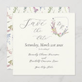 Watercolor Wilde Bloem Wapenrand Save The Date (Voorkant / Achterkant)