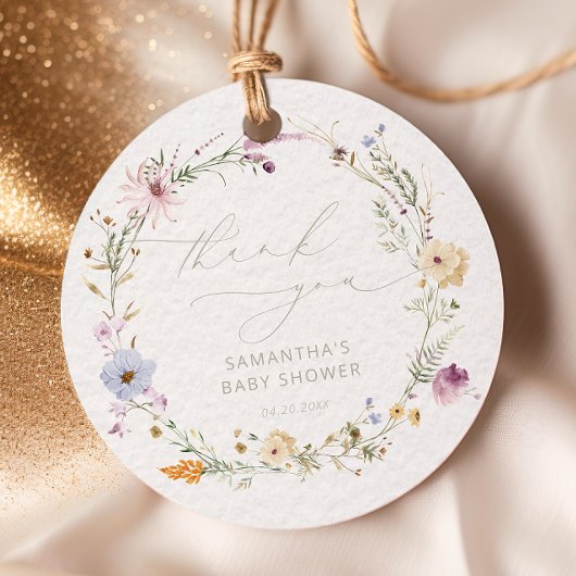 Watercolor Wilde Bloemen Baby Shower Dankjewel Bedankjes Labels