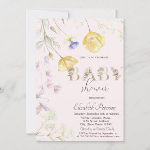Watercolor Wilde Bloemen Baby Shower Kaart