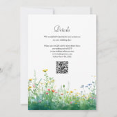 Watercolor Wilde Bloemen Bloem QR Code Trouwen Kaart (Achterkant)