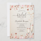 Watercolor Wilde Bloemen Bloemblaadjes Prosecco Kaart (Voorkant)