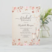 Watercolor Wilde Bloemen Bloemblaadjes Prosecco Kaart (Staand voorkant)