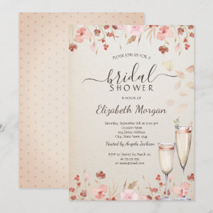Watercolor Wilde Bloemen Bloemblaadjes Prosecco Kaart