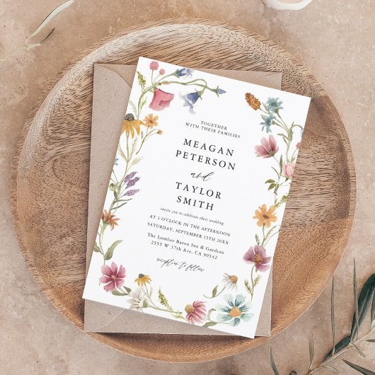 Watercolor Wilde Bloemen Bloemen Bruiloft Kaart