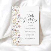 Watercolor Wilde Bloemen Bloemig 30e Verjaardagsfe Kaart