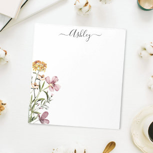 Watercolor Wilde Bloemen Boeket #1 Gepersonaliseer Notitieblok