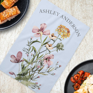Watercolor Wilde Bloemen Boeket #1 Gepersonaliseer Theedoek