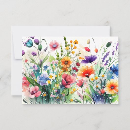 Watercolor Wilde Bloemen Boho Bruiloft Feest Bedankkaart (Achterkant)