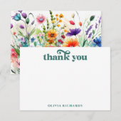 Watercolor Wilde Bloemen Boho Bruiloft Feest Bedankkaart (Voorkant / Achterkant)