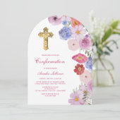 Watercolor Wilde Bloemen Boog Bevestiging Kaart (Staand voorkant)