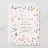 Watercolor Wilde Bloemen Bruids Bruiloft Uitnodigi Kaart (Voorkant)