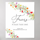 Watercolor wilde bloemen bruidsfeest gunsten poste poster (Voorkant)