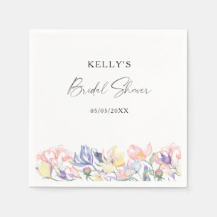 Watercolor wilde bloemen - bruidsmeisjesfeest servet