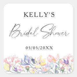 Watercolor wilde bloemen - bruidsmeisjesfeest vierkante sticker