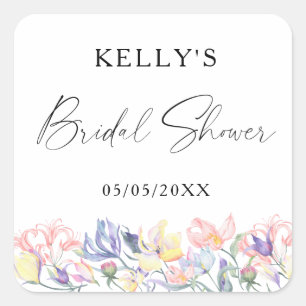 Watercolor wilde bloemen - bruidsmeisjesfeest vierkante sticker