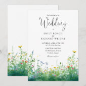 Watercolor Wilde Bloemen Bruiloft Kaart (Voorkant / Achterkant)